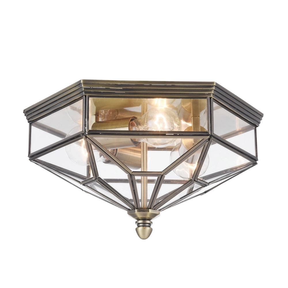 Plafoniera Contemporanea Zeil Metallo Bronzo 3 Luci Diffusore In Vetro