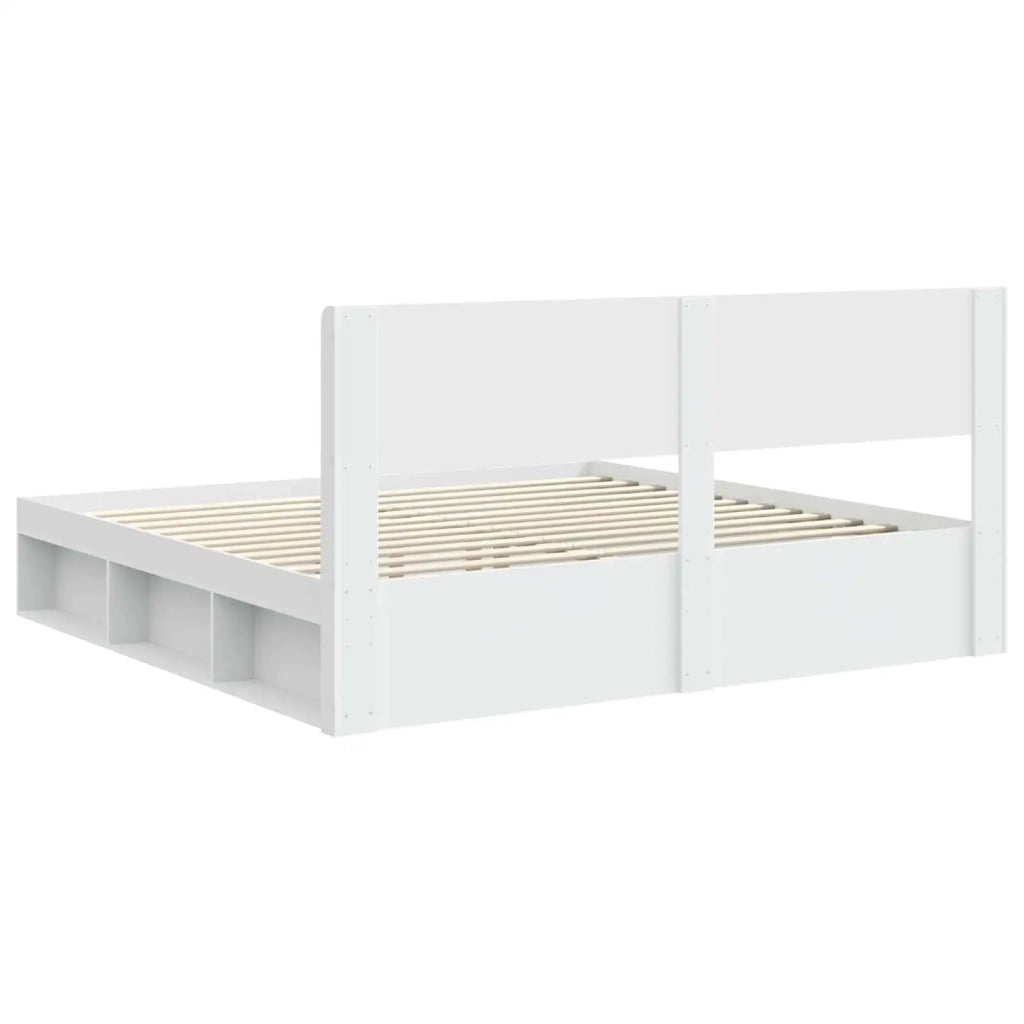 Struttura del letto con stoccaggio e testata Bianco 3414171