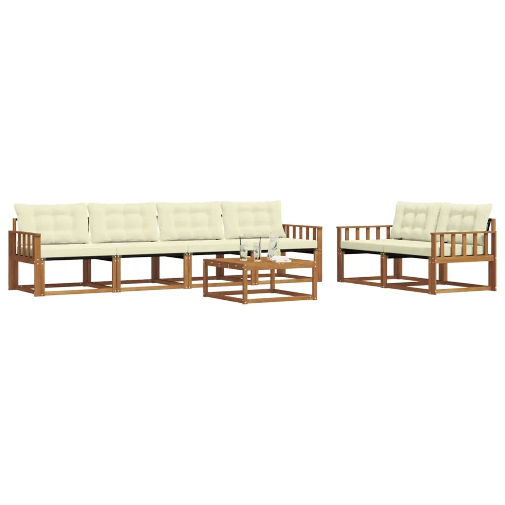 Set di divani da esterno con cuscino 7 pcs Naturale e Crema 3369213