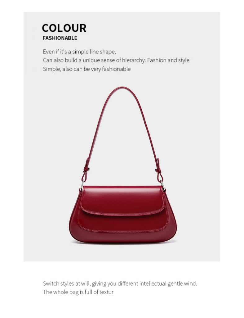Borsa a tracolla Boston Shell in vera pelle, colore rosso
