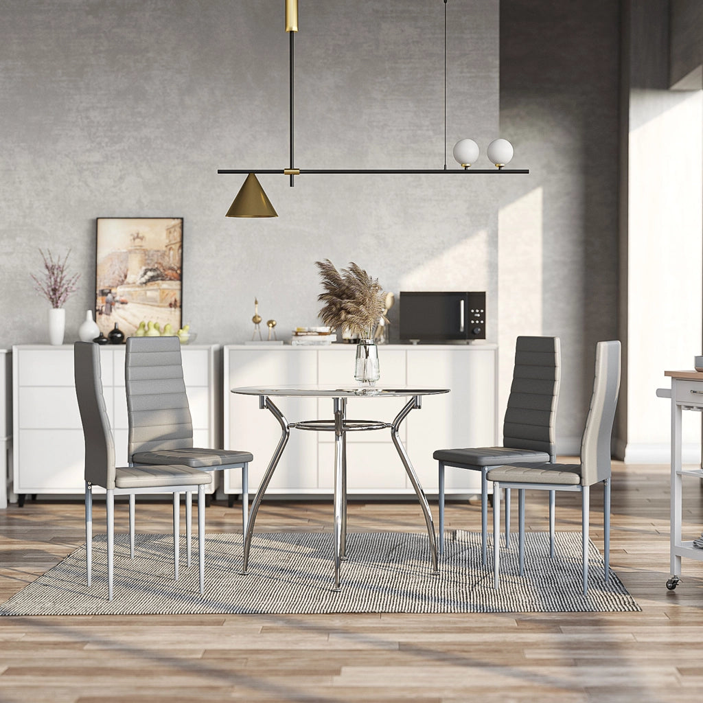 Tavolo da pranzo rotondo e 4 sedie ¨C zephmum ¨C grigio ?90x75 cm