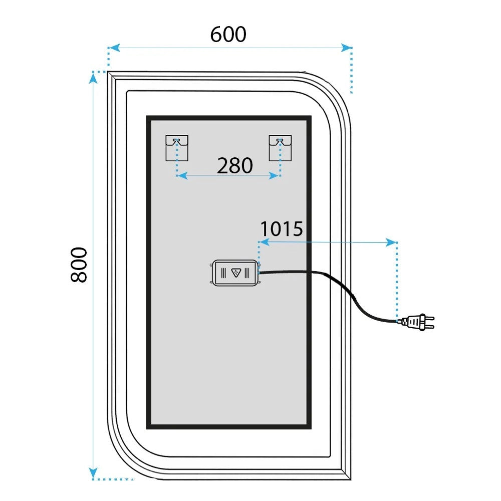 Specchio Led Zone 80x60 Black