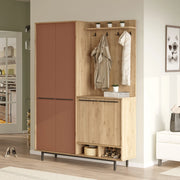 Tignale, Mobile da Ingresso Appendiabiti, 147x36x196h cm Marrone Terracotta