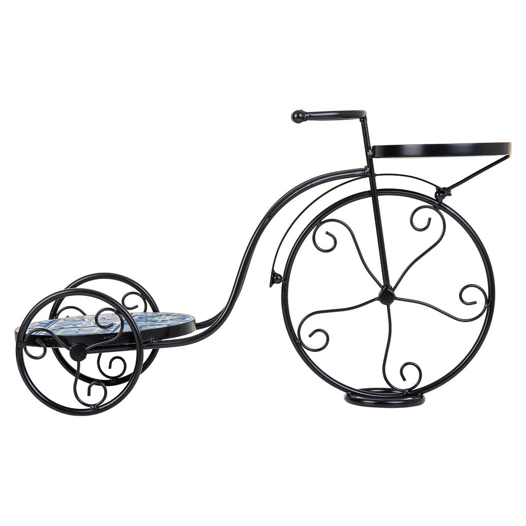 Supporto bici in mosaico Blu e ferro battuto 67x26,5x43h