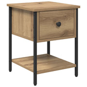 Comodino | Armadio da Notte | Mobiletto da notte Rovere artigianale 34 x 35,5 x 45 cm Legno multistrato