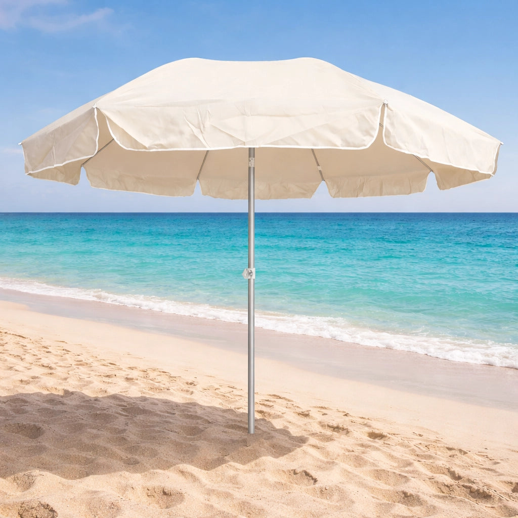 Ombrellone Mare Spiaggia 240 cm Antivento Alluminio UV50+ Inclinabile con Custodia e Trivella