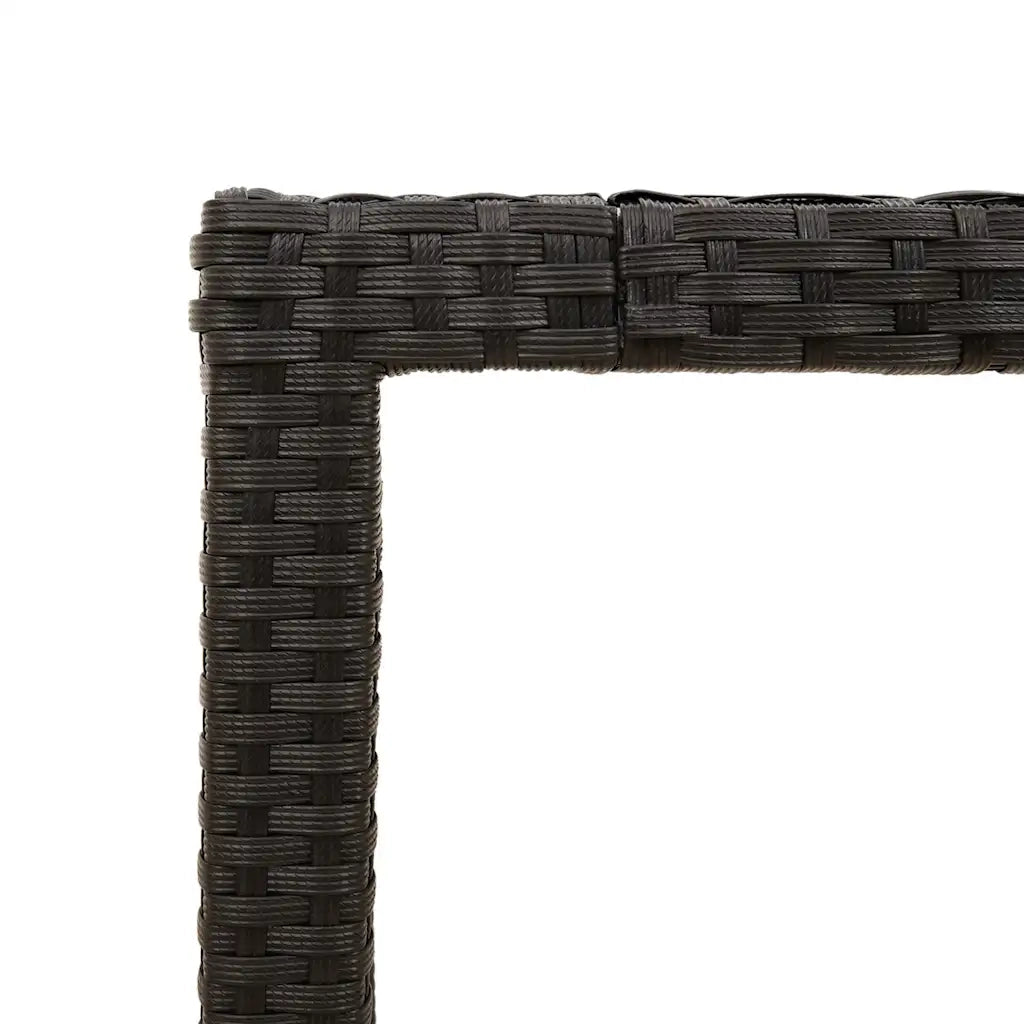 Tavolo da Giardino | Tavolino da esterno Piano in Vetro Nero 190x90x75 cm Polyrattan