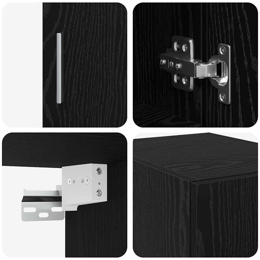 Mobile contenitore moderno 30 x 42,5 x 225 cm con spazio di archiviazione massimizzato in legno ingegnerizzato rovere nero 02_0055998