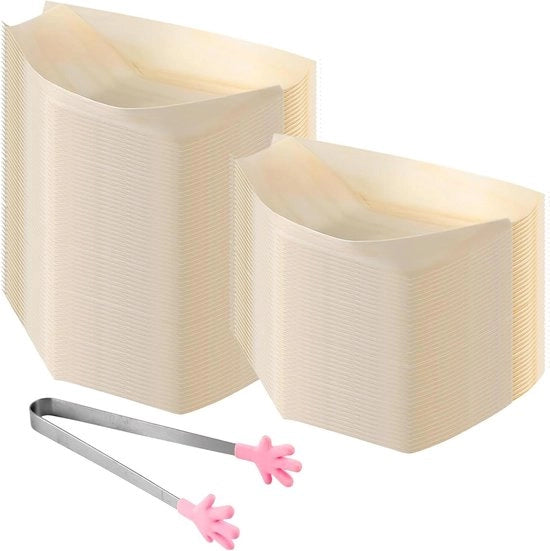 Piatti da Sushi in Bambù da 100 pezzi, 17 * 9 cm, Servizio da Tavola in Bambù da Uso Unico.