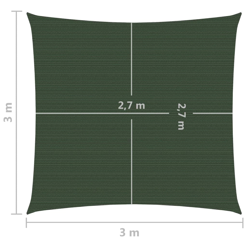 Vela ombreggiante 160 g/m² verde scuro 3 x 3 m HDPE 02_0009422