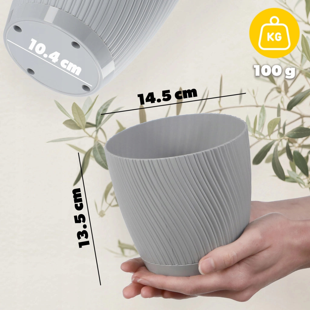 Vaso da fiori KADAX con supporto, coperchio, ciotola rotonda, 15 cm, grigio
