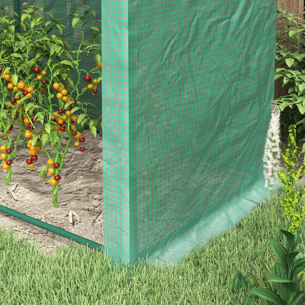 Serra da giardino 300x100x200 cm con porta avvolgibile e 4 finestre, struttura in acciaio e copertura PE verde