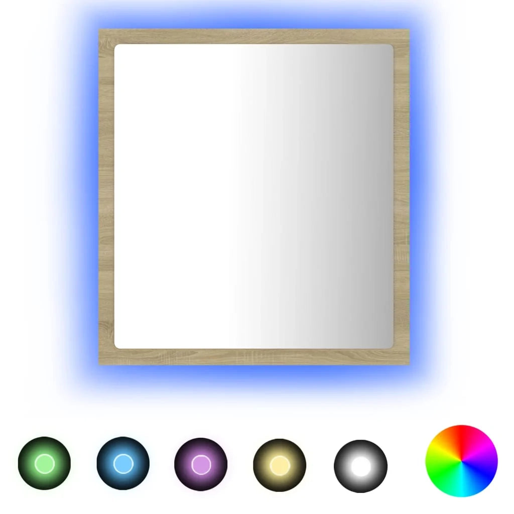 Specchio da bagno a LED 40 x 8,5 x 37 cm acrilico rovere 02_0006961