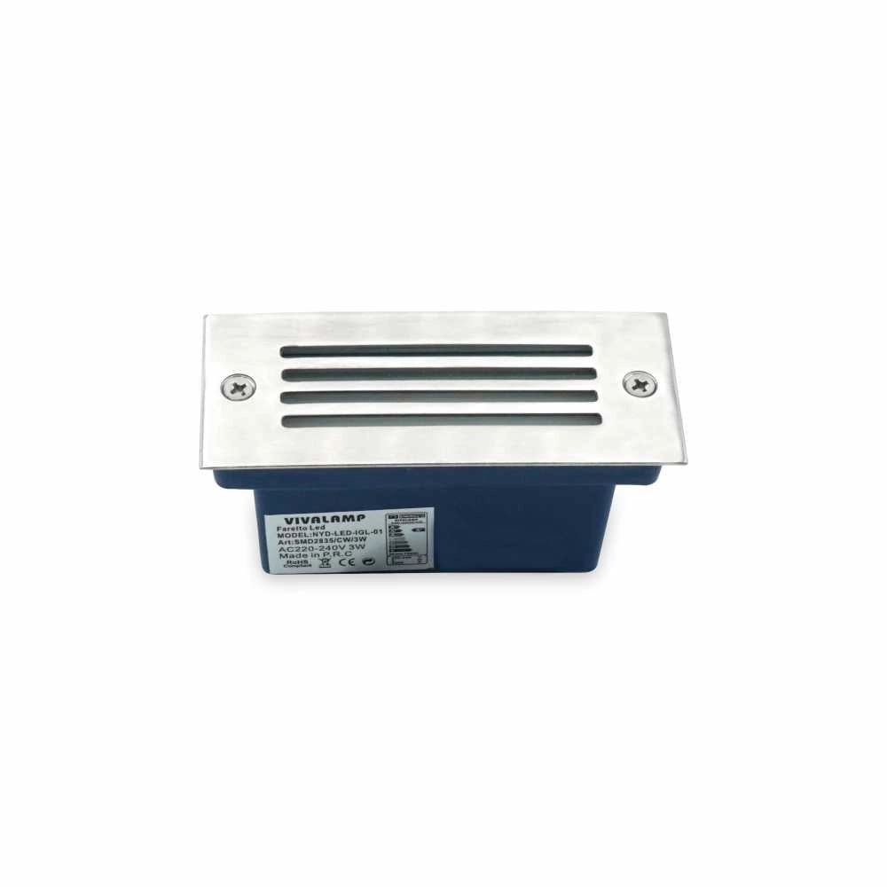 FARETTO SEGNAPASSO LED 3W RETTANGOLARE LUCE NATURALE IP44