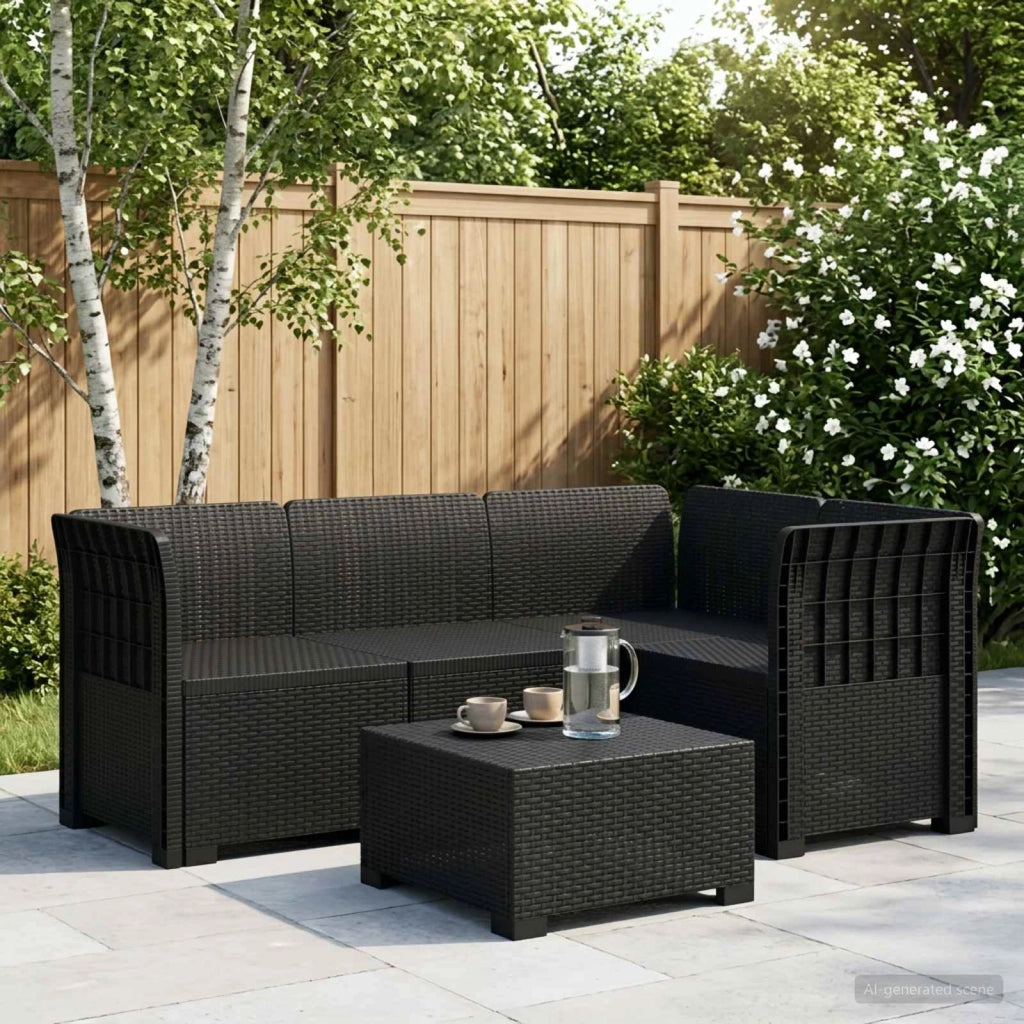 Divano da Giardino 4 Posti Aspetto Rattan PP Antracite 3443958