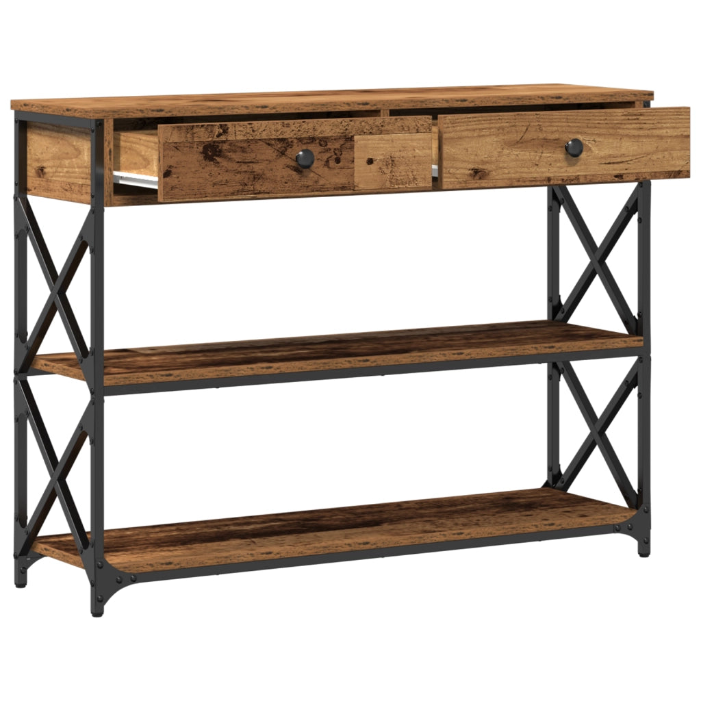 Tavolo Consolle con cassetto Legno vecchio 100 x 28 x 75 cm 863527