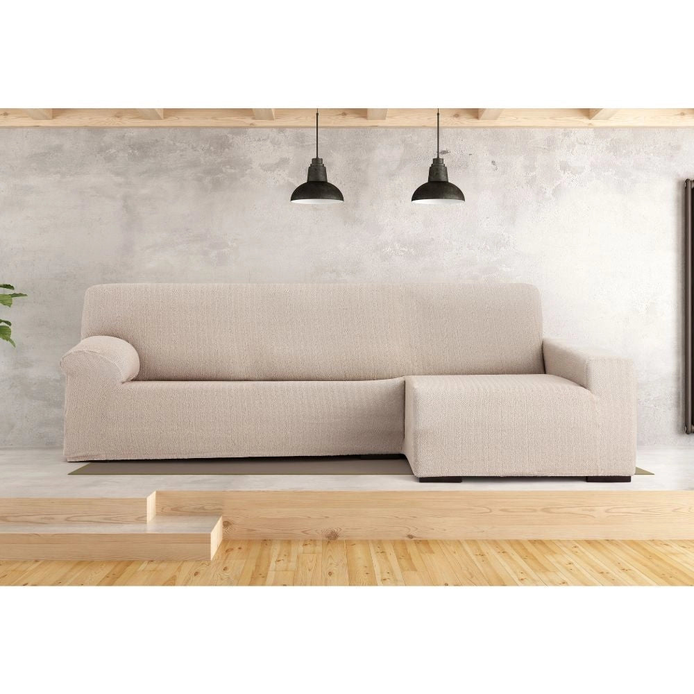 Copridivano Troya elastico penisola destra beige bracciolo lungo 250/310