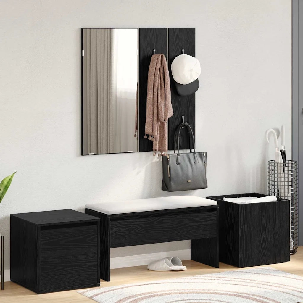 Set mobili da ingresso con specchio 6 pcs Legno multistrato 3332547