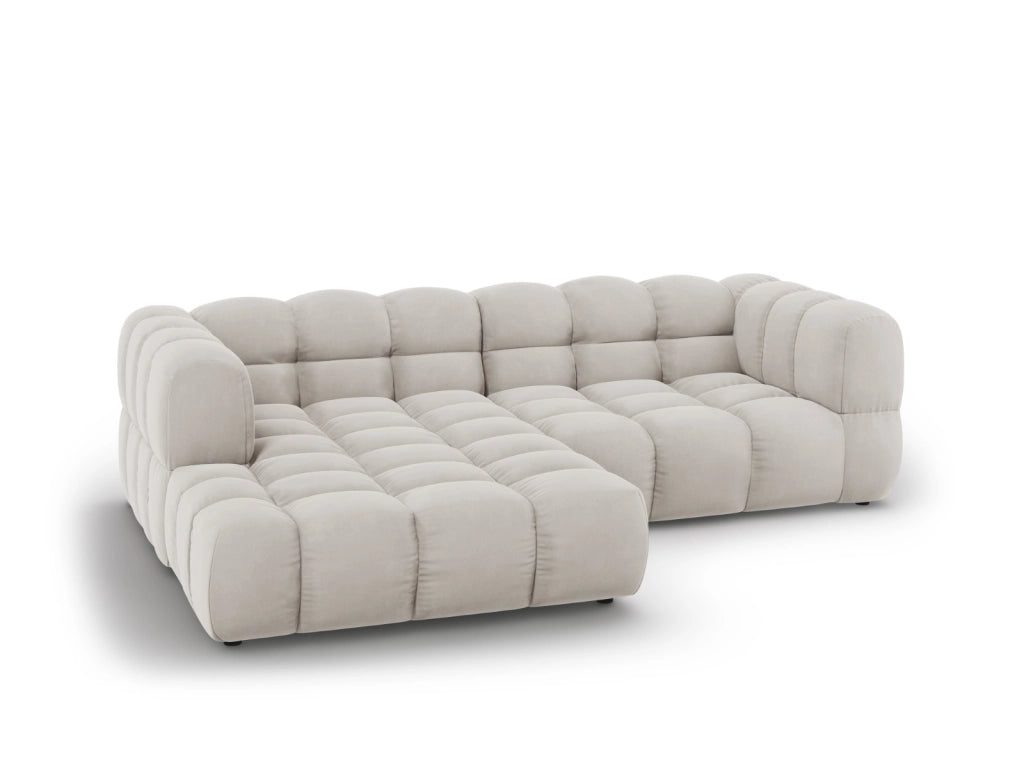 Cosmopolitan Design - Divano angolare modulare sinistro "Sky" 3 posti in velluto beige chiaro 