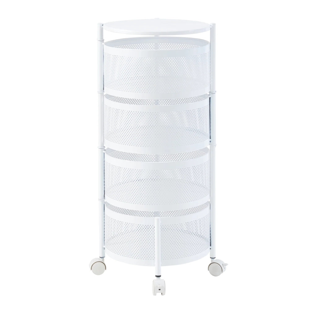 Carrello di servizio carrello da cucina/soggiorno mobile contenitore a 4 ripiani acciaio 75 x 33 cm bianco 03_0009247