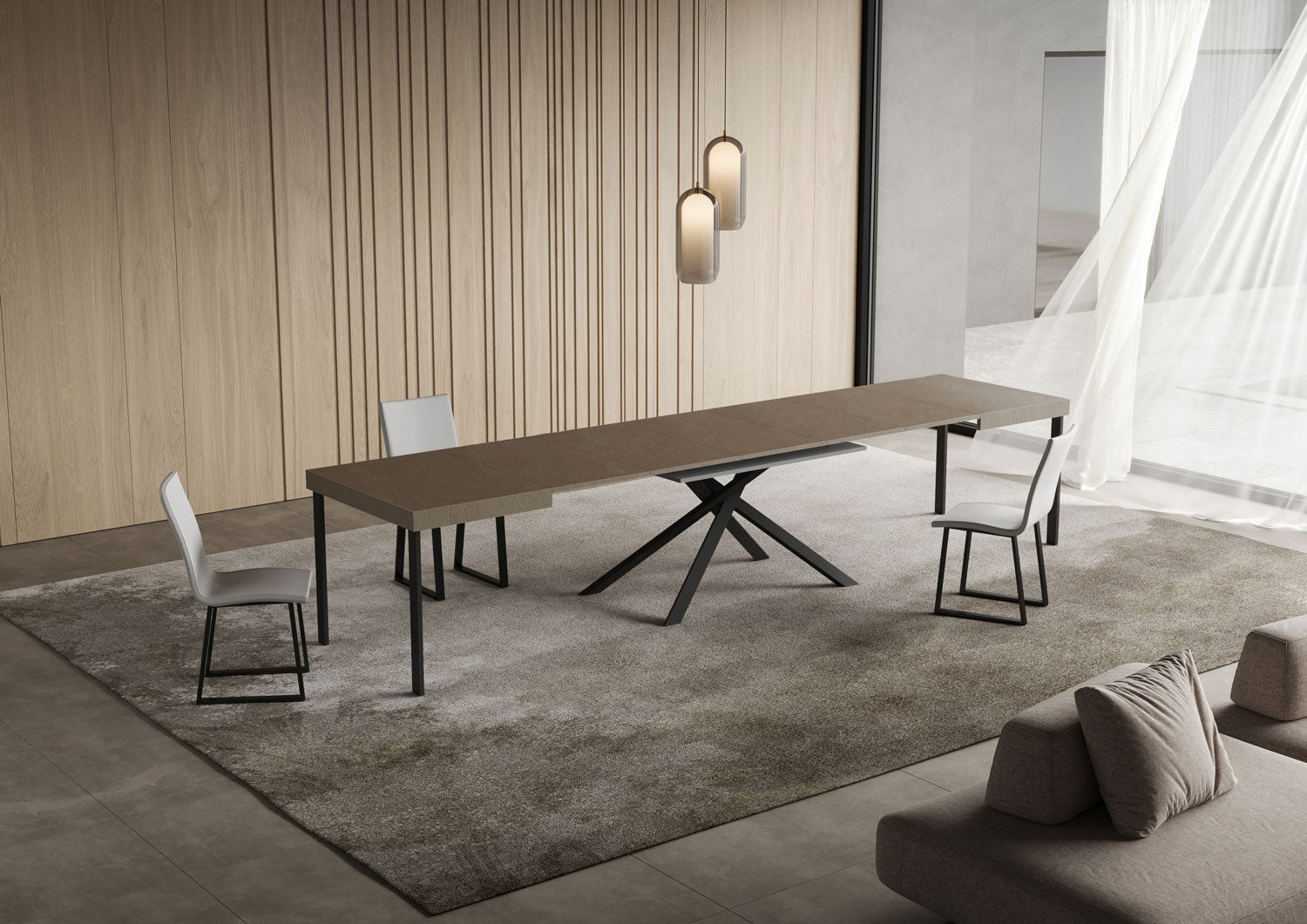 Tavolo Allungabile 140/400x90 cm Niket Tortora Gambe Antracite