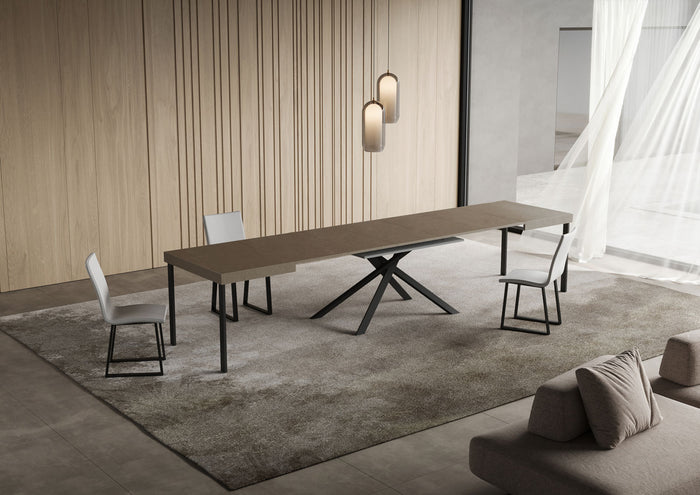 Tavolo Allungabile 140/400x90 cm Niket Tortora Gambe Antracite