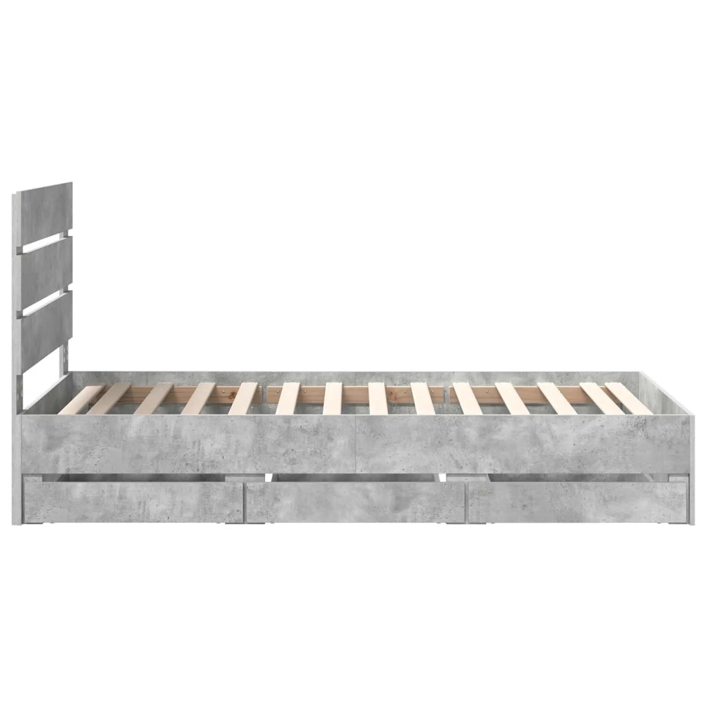 Struttura del letto con cassetto Grigio cemento 90 x 200 cm