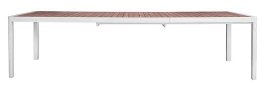 Tavolo Allungabile da Giardino 200/300x100x76 cm Lanzarote in Alluminio e Doghe in Teak Bianco
