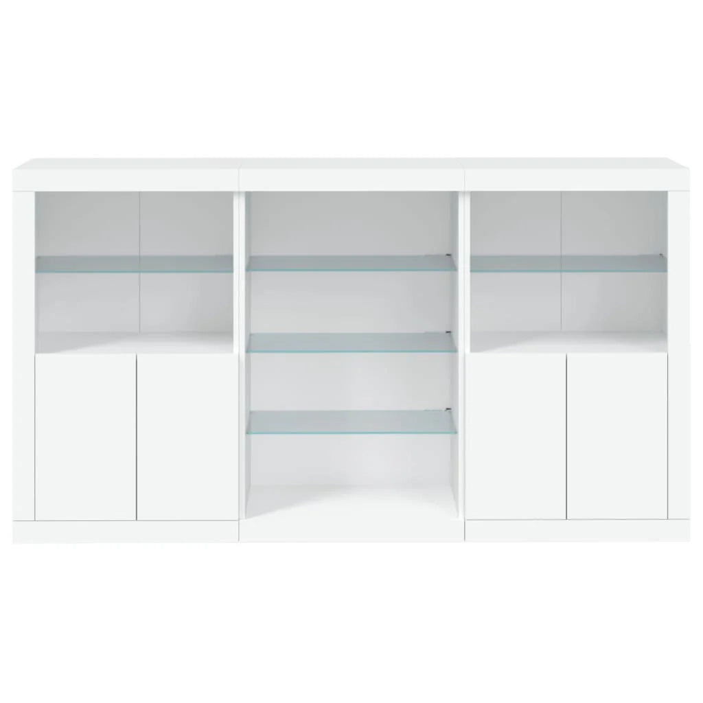 Buffet credenza cassettiera armadio mobile contenitore organizer per cucina soggiorno salotto con luci LED 181,5 x 37 x 100 cm bianco 02_0029837