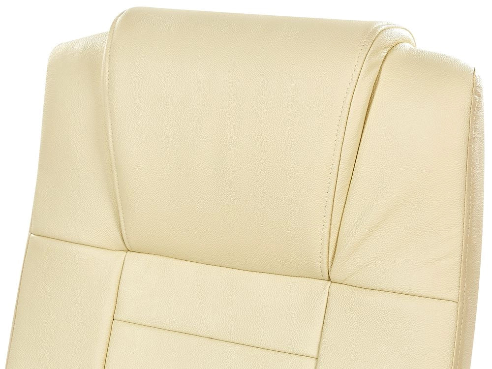 Sedia da Massaggio in Vera Pelle Beige Girevole Altezza Regolabile