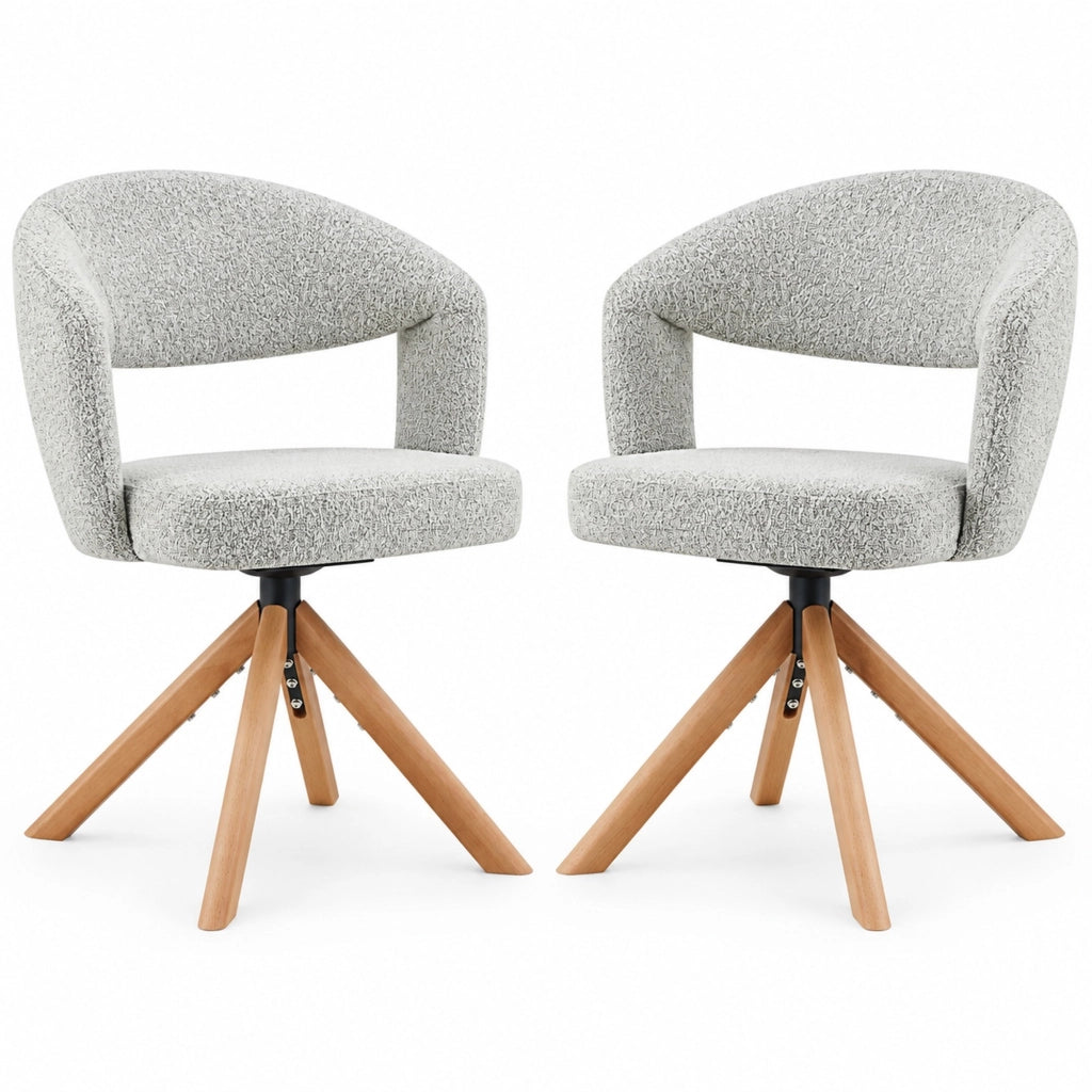 Set di 2 sedie girevoli 360° in tessuto grigio chiaro