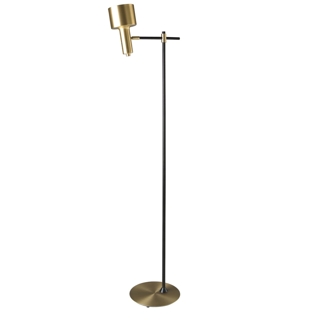 Lampada da terra in alluminio dorato e acciaio nero