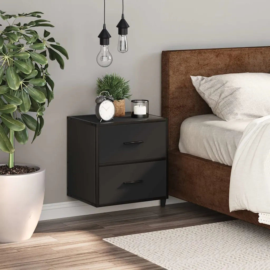 Comodino | Armadio da Notte | Mobiletto da notte a Muro Nero 40x31x39,5 cm