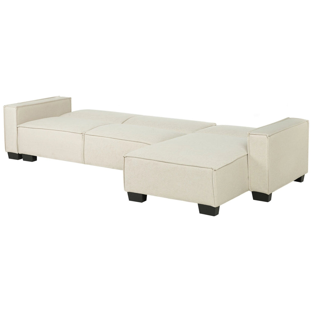 Divano letto ad angolo letto a L con rivestimento in tessuto grigio a 3 posti a versione sinistra