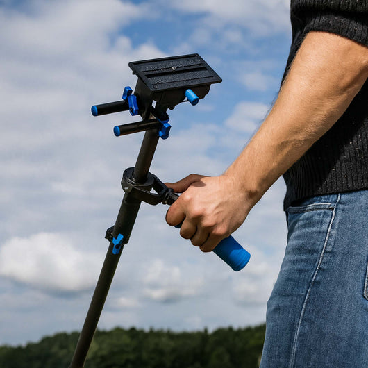 Pro StabyPod L Steadycam per la stabilizzazione di fotocamere DSLR (misura massima 120 cm, carbonio, piastra a sgancio rapido, aste da 15 mm, contrappesi), 19442, nero, misura L (120 cm)