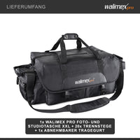 Borsa fotografica XXL, 750 x 340 x 300 mm, Borsone fotografico per flash e fotocamere, con divisori, tasche e passanti per treppiedi