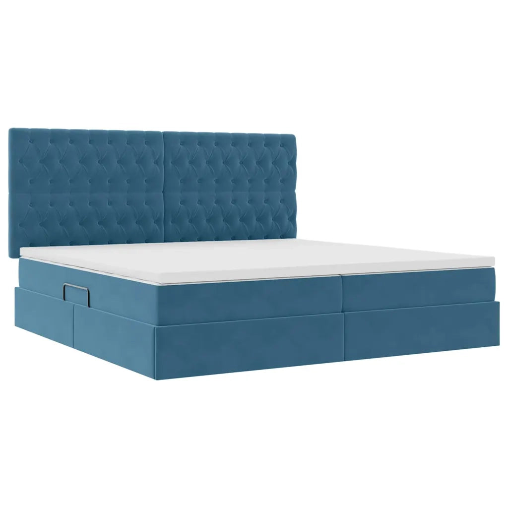 Letto con contenitore e materasso Blu Scuro 200 x 200 cm