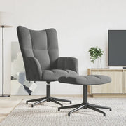 Sedia Relax con Poggiapiedi Grigio Scuro in Velluto 328107