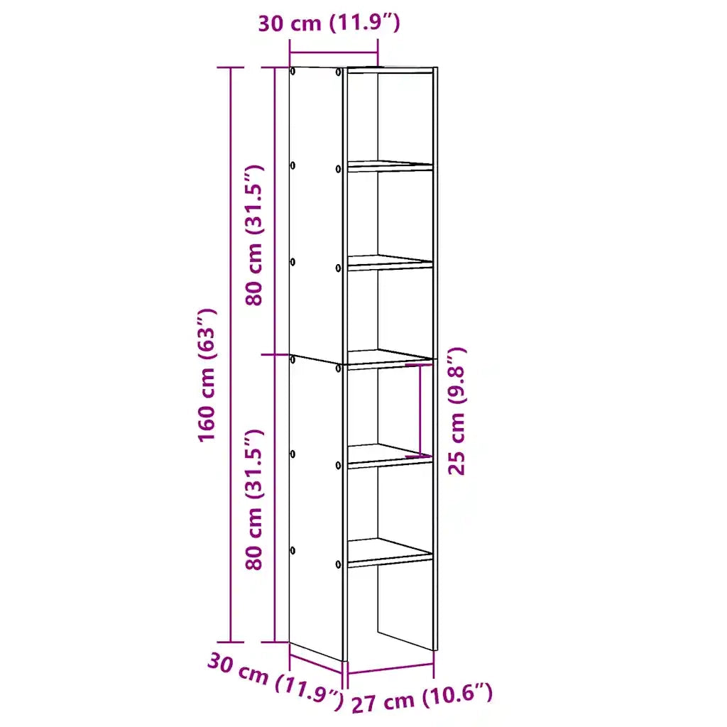 vidaXL Librerie 2 pz Impilabili Rovere Fumo 30x30x80 cm in Truciolato