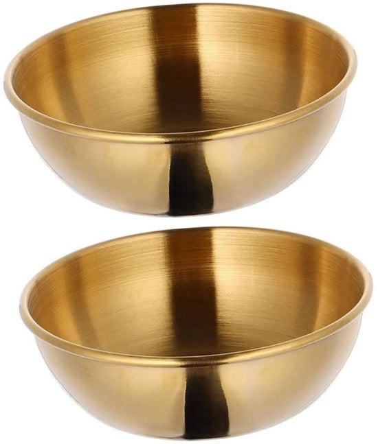 Set di scodelle da aperitivo in acciaio inossidabile da 2 - Scodelle per antipasti - Scodelle per erbe - Scodelle da portata - Imbattere in lavastoviglie - Scodelle da aperitivo