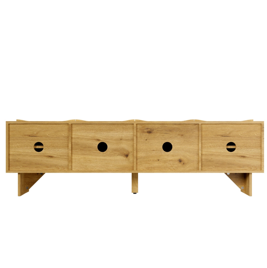 Mobile TV 155x36x47 cm con quattro porte e passacavi in truciolato naturale