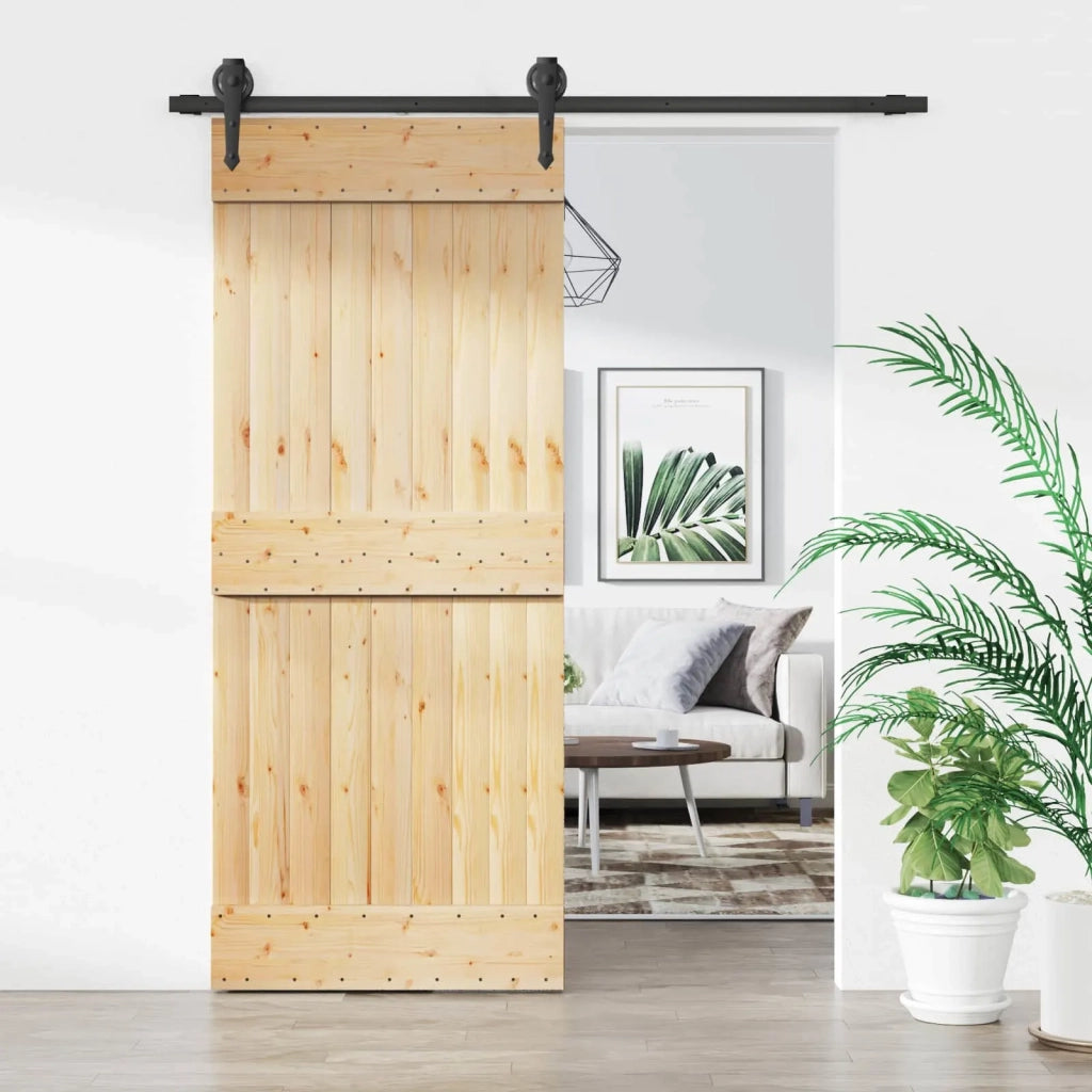 Porta scorrevole Naturale e Nero 85 x 210 cm 3445123