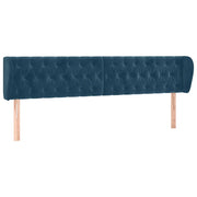 Testiera | Testata ad Orecchio Blu Scuro 203x23x78/88 cm in Velluto