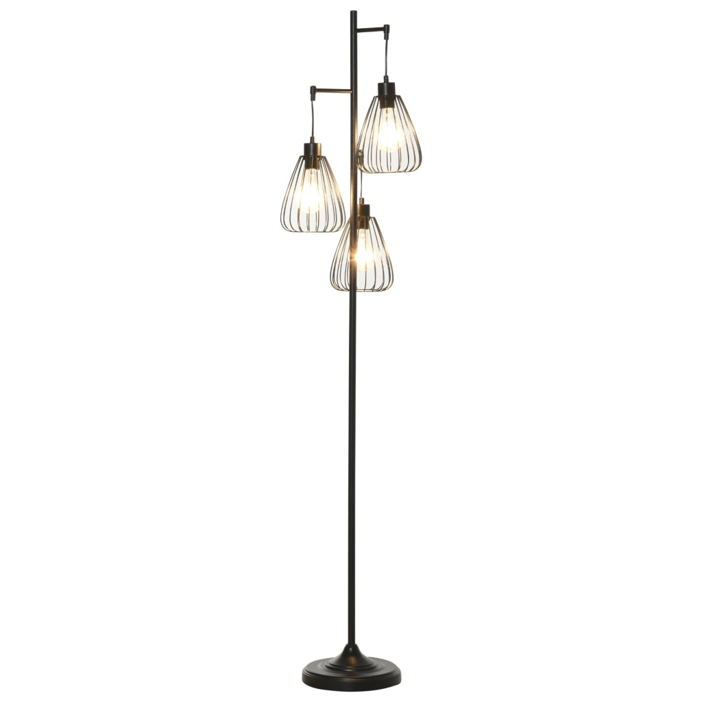 Lampada da Terra Vintage Industriale in Metallo Nero, Lampada a Piantana da Terra Moderna §¶35 x 170cm