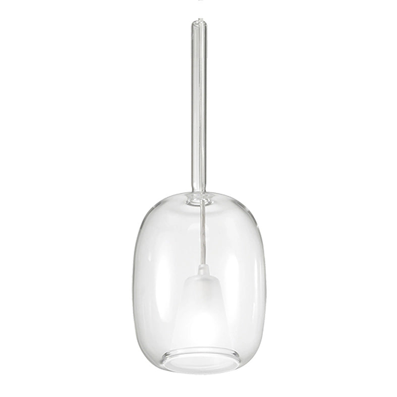 GIOIA Sospensione in Vetro Pirex Finitura Cristallo attacco E14 60W IP20 - Rossini Group - Lampada di design ovale sabbiata