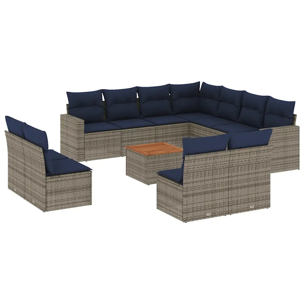 Set Divani da Giardino 12 pz con Cuscini Grigio in Polyrattan 3256516
