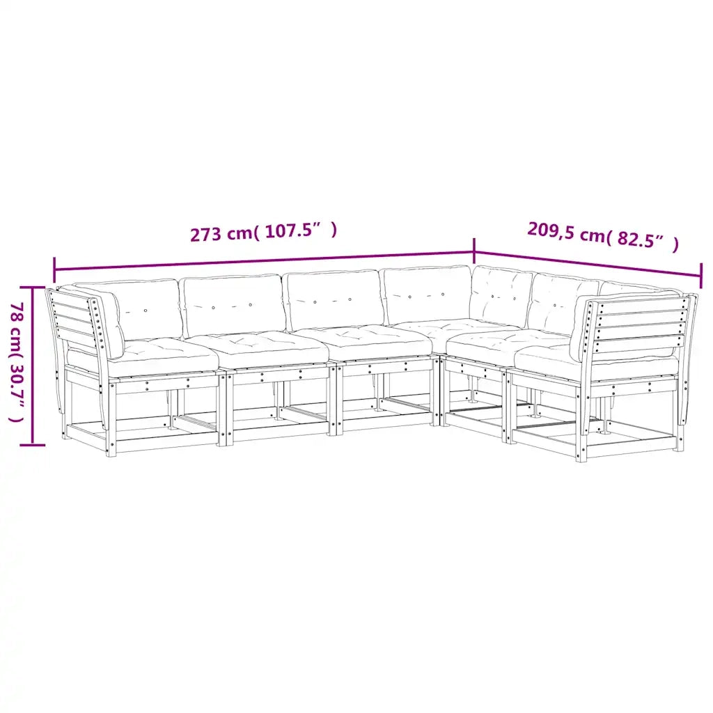 Set Divani Giardino 6pz con Cuscini Bianco Legno Massello Pino