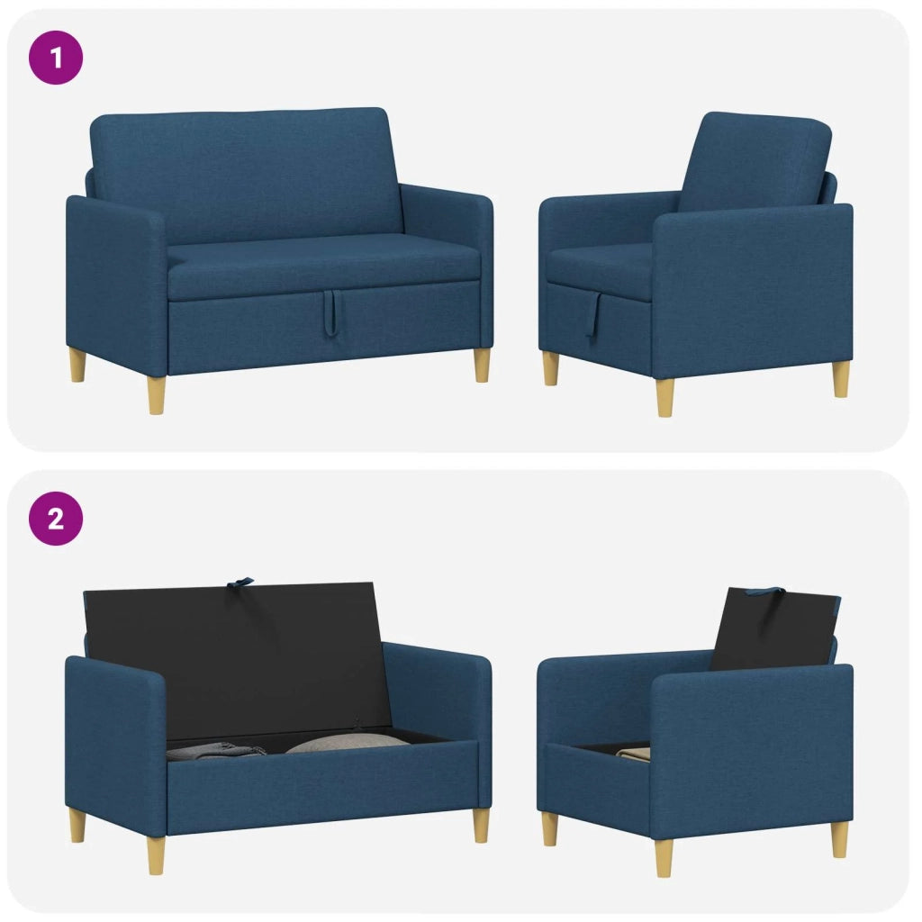 Set di Divani con Storage 2 pcs Blu Poliestere 3429156