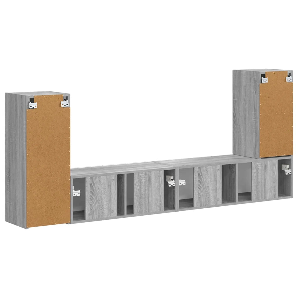 Set mobile TV 4 pcs Grigio Sonoma Legno multistrato