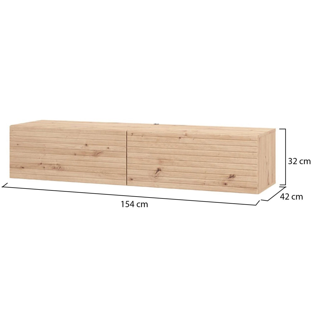 Cedrasco, Mobile Porta tv un Ripiano, 154x41.5x32h cm Marrone Rovere Nodi